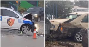 Aksident në Fier-Patos, drejtuesja e automjetit humbet kontrollin dhe godet makinën e policisë