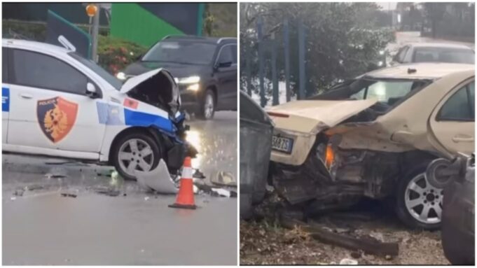 Aksident në Fier-Patos, drejtuesja e automjetit humbet kontrollin dhe godet makinën e policisë